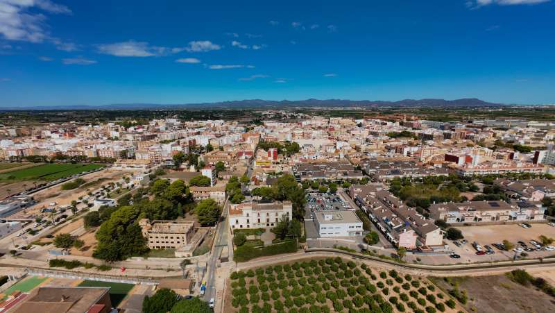 Vista area de Moncada.  EPDA 