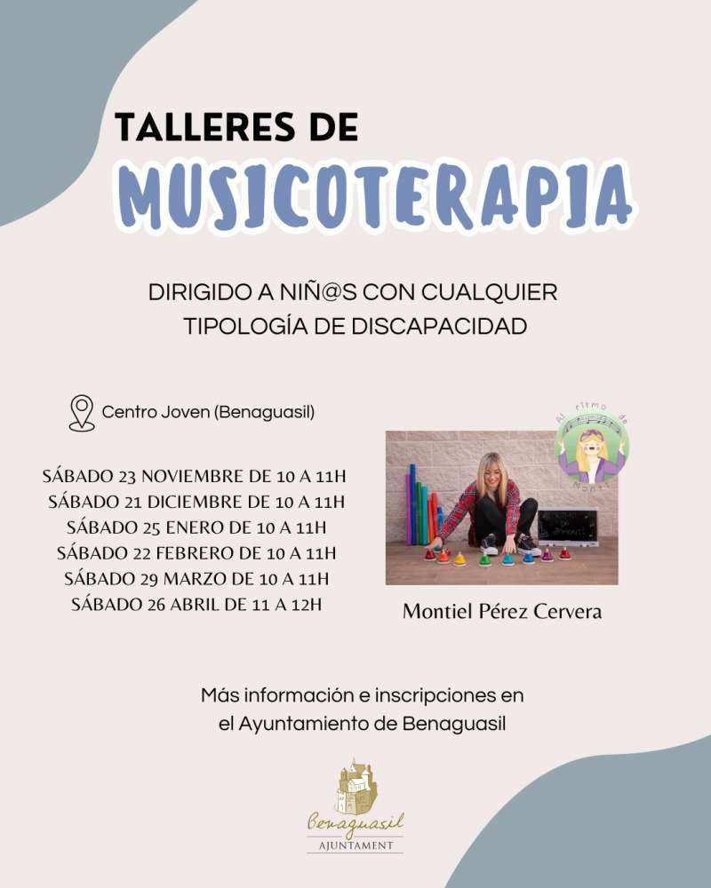 Cartel de los talleres de musicoterapia de Benaguasil. EPDA