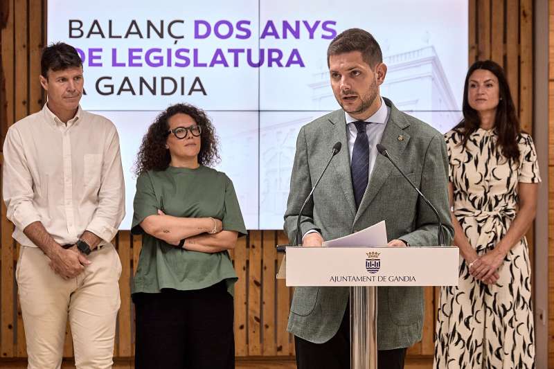 Intervenci de lequip de govern amb motiu de lequador de la legislatura.  Foto: Ajuntament de Gandia