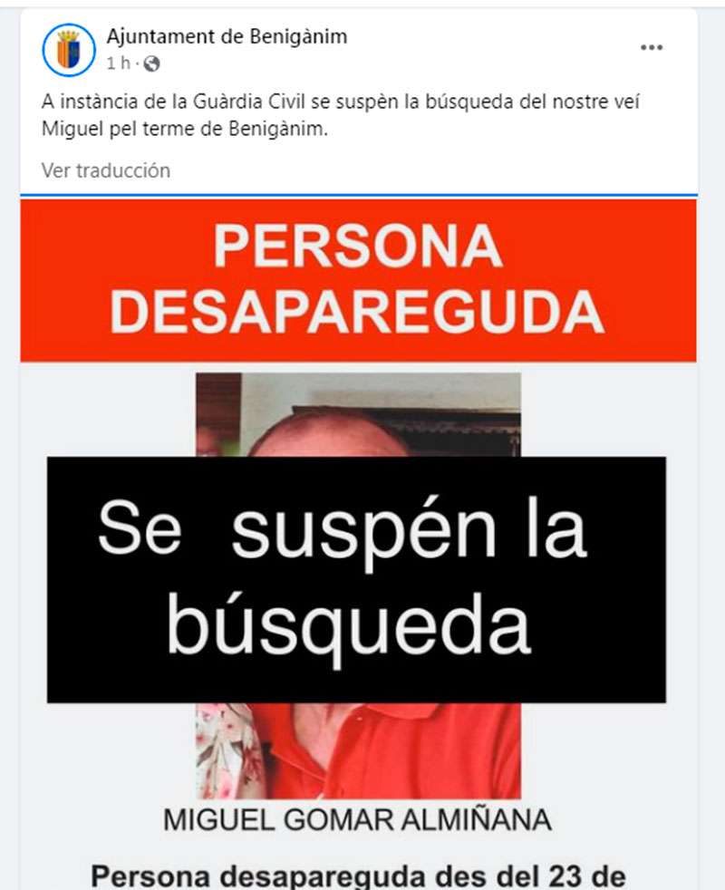 El Facebook del Ayuntamiento ha dado la triste noticia. /EPDA