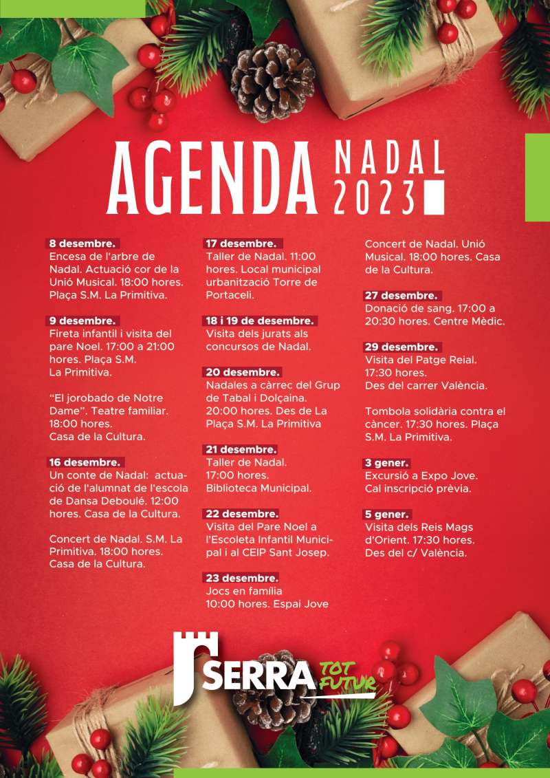 Agenda de Nadal de Serra. /EPDA