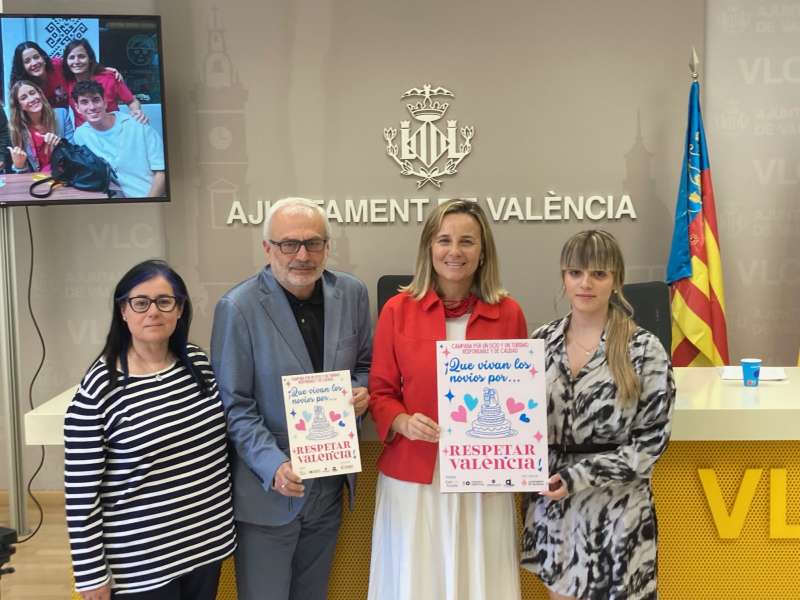 Con el lema Que vivan los novios que respetan Valncia!, comienza la campaa para fomentar celebraciones sin molestias. EPDA