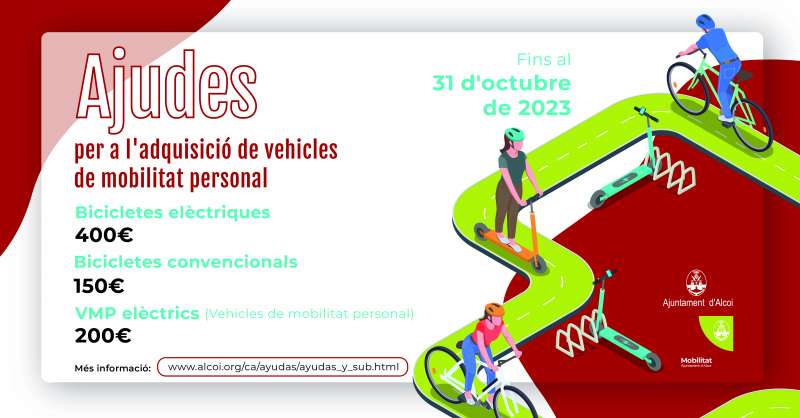 Cartell informatiu de les ajudes per a la mobilitat sostenible.EPDA