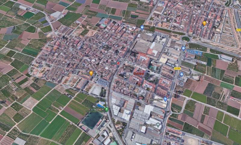 Vista aérea de la localidad de Foios.