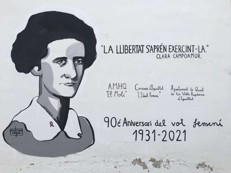 Mural de Clara Campoamor en Quart de les Valls en una imagen proporcionada por el Ayuntamiento. 