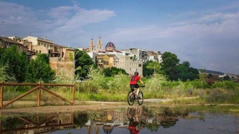 Un ciclista en la ribera del río Turia a su paso por Riba-roja de Túria. /EPDA