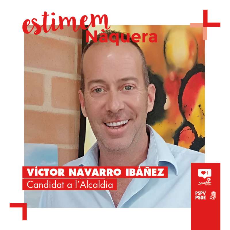 El portavoz del PSOE de N�quera, V�ctor Navarro, en un cartel electoral.  EPDA