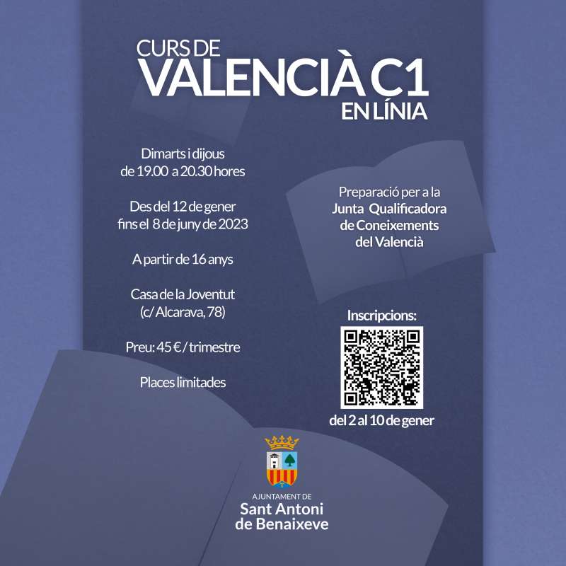 Cartel del curso de valenciano en modalidad en línea. /EPDA