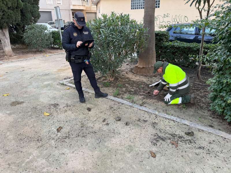 Agentes recogen ADN canino de excrementos en Almssera.  EPDA