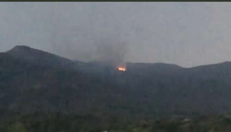 Imagen del incendio en plena Serra Calderona. 