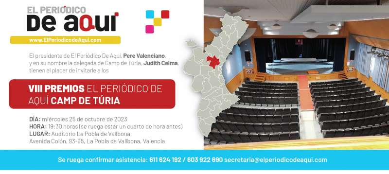 Invitación a los VIII Premios Camp de Túria de El Periódico de Aquí. /EPDA