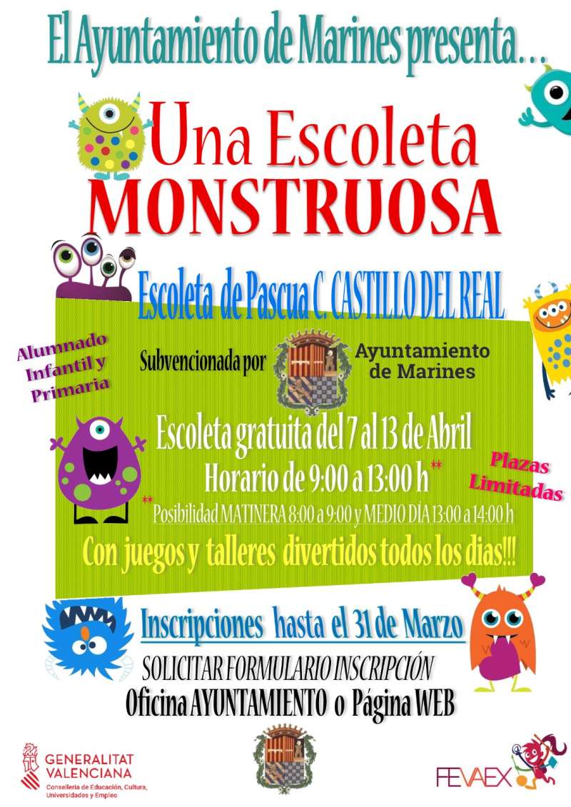 Cartel de la Escuela de Pascua 2026 de Marines. EPDA