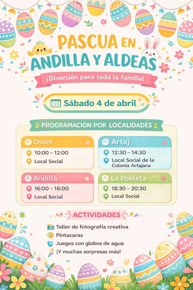 Cartel de Pascua en Andilla y aldeas. EPDA