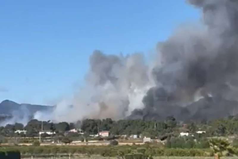 Incendio forestal en la Pobla de Vallbona. /TWITTER