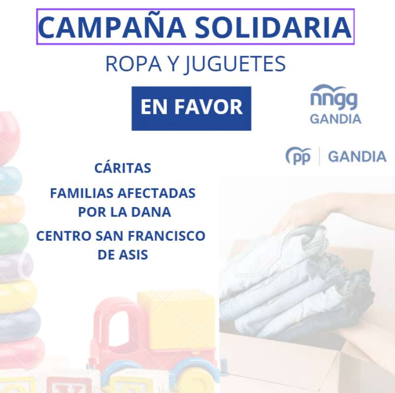 Nuevas Generaciones del Partido Popular de Gandia llevar a cabo una campaa de recogida de ropa y juguetes EPDA