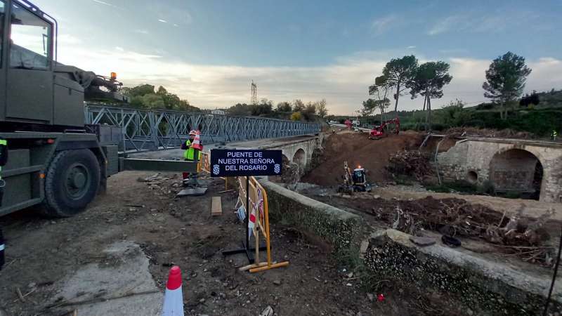 Puente de Buñol afectado por las inundaciones. / EPDA