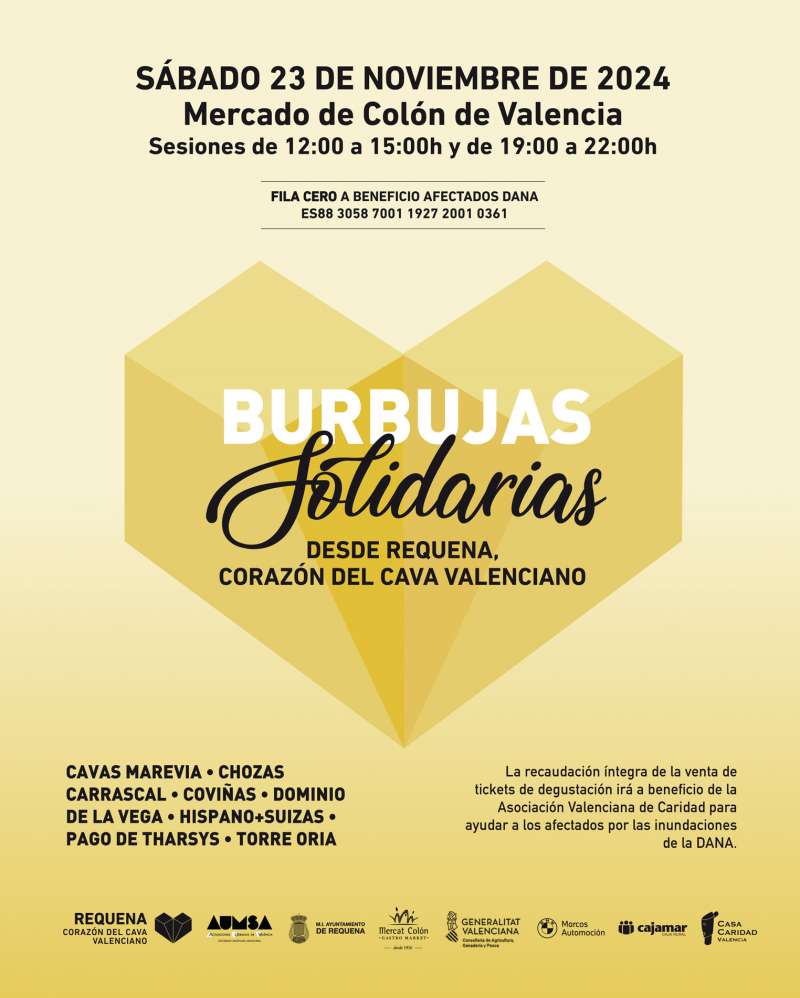 Cartel del evento solidario Burbujas Solidarias en el Mercado de Coln de Valencia.  EPDA