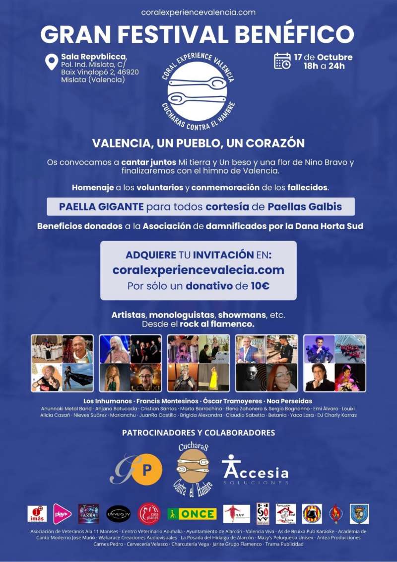 Cartel del festival benfico por el aniversario de la dana en Mislata.  EPDA