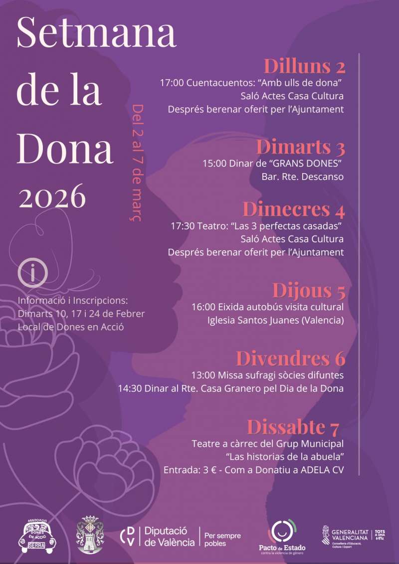 Programa de la Setmana de la Dona de Serra. /EPDA