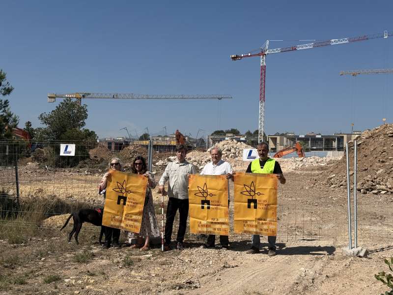Los representantes de los colectivos organizadores, con el arquelogo, Miquel Mart. EPDA