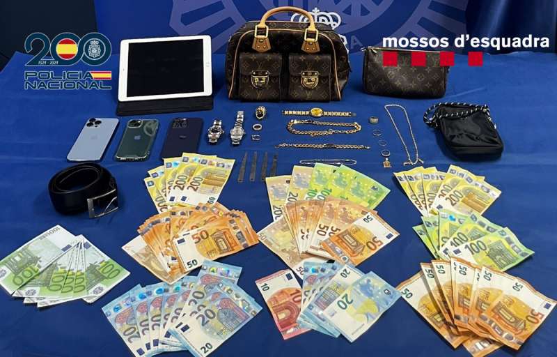 Agentes de la Polica Nacional y de los Mossos d?Esquadra han detenido en Tarragona, en una actuacin conjunta, a tres personas, una mujer y dos hombres de entre 41 y 69 aos, como presuntas autoras de un delito de hurto. Al parecer, sustrajeron el pasado lunes dinero y efectos por valor de 48.000 euros a una turista en el aeropuerto de Manises (Valencia), aprovechando un descuido de la vctima cu