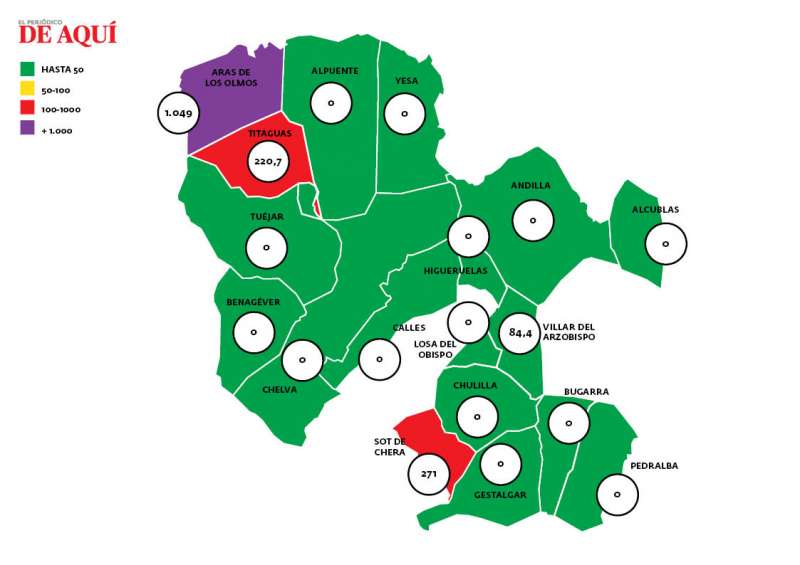 Mapa de incidencia de La Serranía. EPDA.