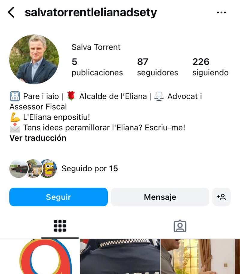 Perfil falso creado en Instagram. EPDA