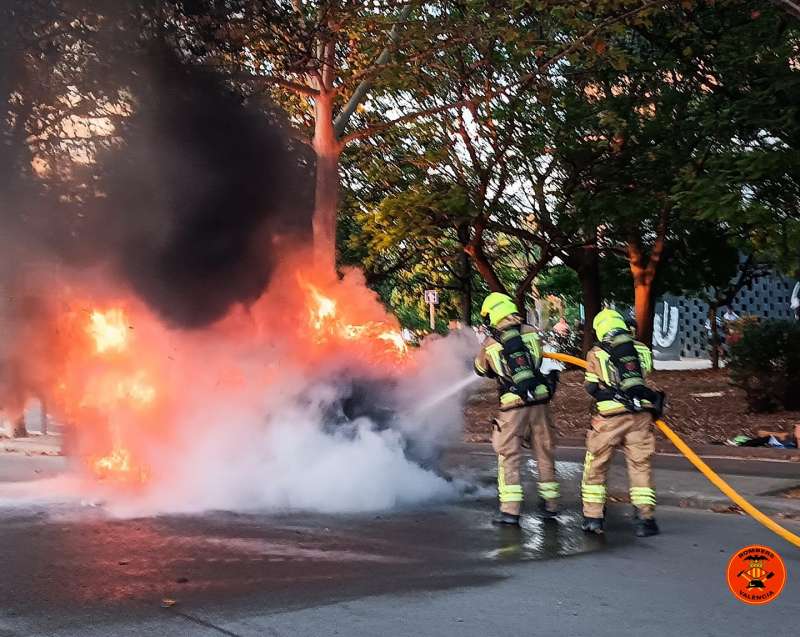 Varios efectivos durante la extincin del incendio. EPDA