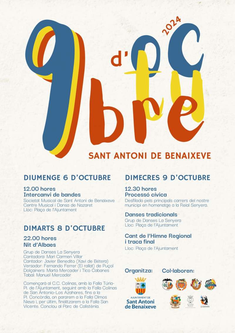 Programaci del 9 dOctubre a Sant Antoni de Benaixeve. EPDA