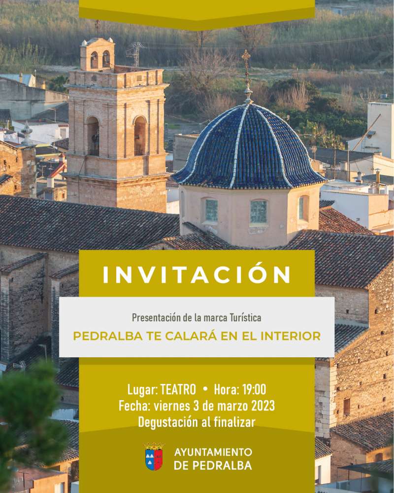 Invitación al acto de presentación de la nueva marca turística de Pedralba. /EPDA