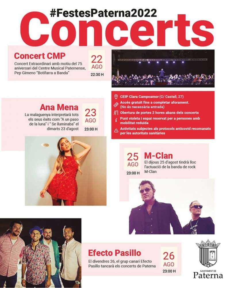 Cartel dels concerts a Paterna./EPDA