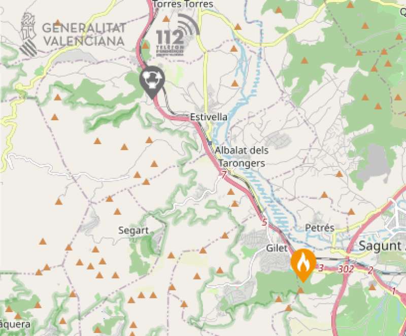 Mapa facilitado por los servicios de emergencias. EPDA