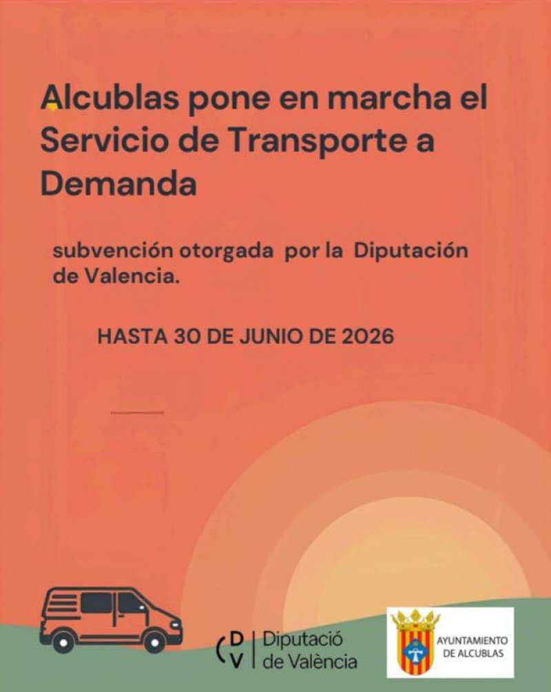 Cartel del programa de transporte a demanda en Alcublas. EPDA