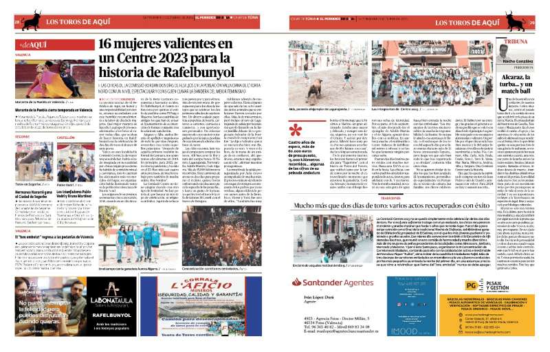 Doble página publicada en las ediciones impresas de El Periódico de Aquí de septiembre de 2023.