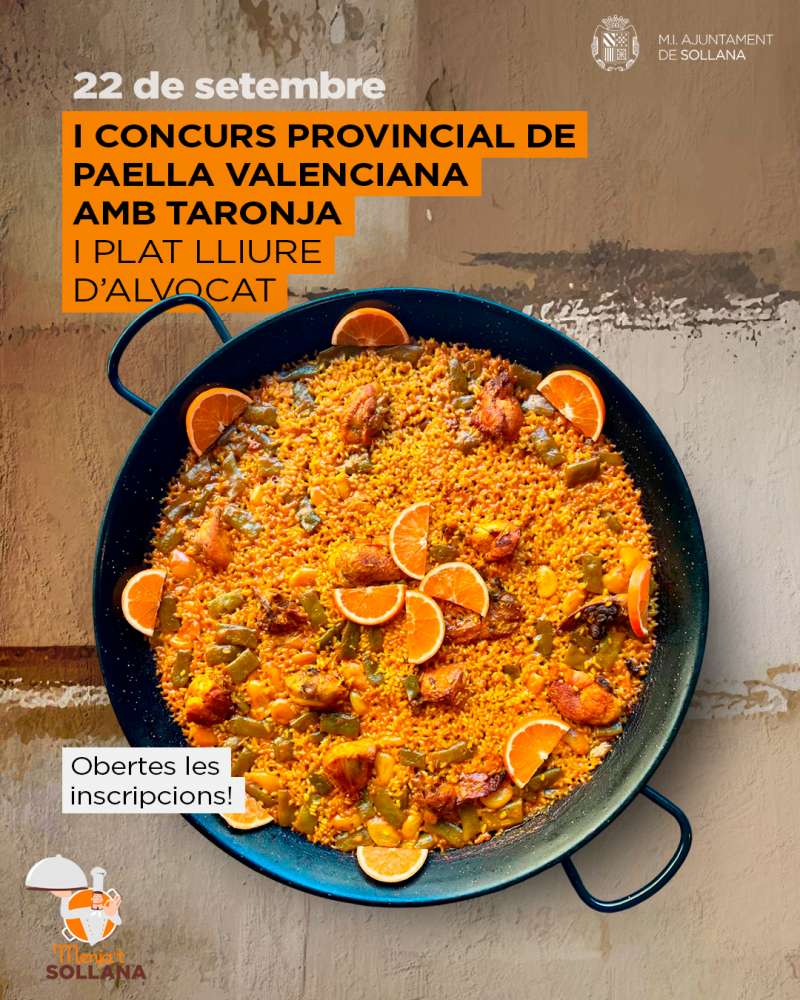 Cartel del I Concurso Profesional Provincial de Paella Valenciana con Naranja.  EPDA