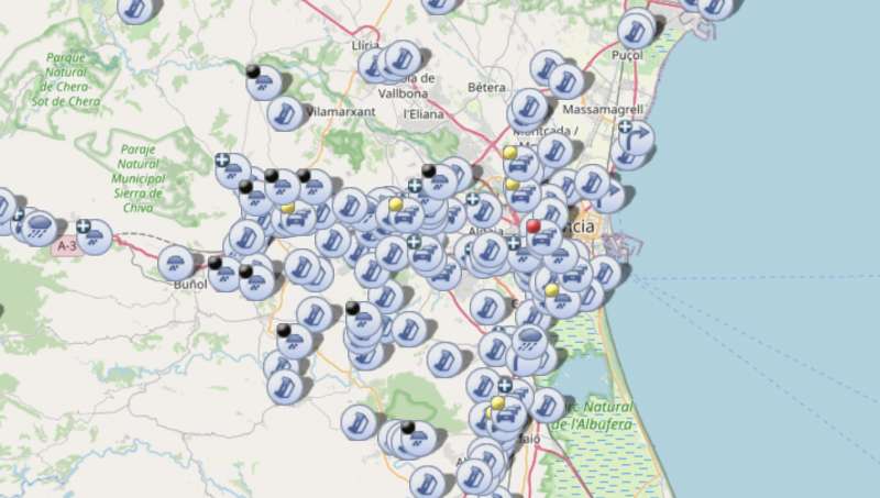 Mapa de incidencias de la DGT. EPDA