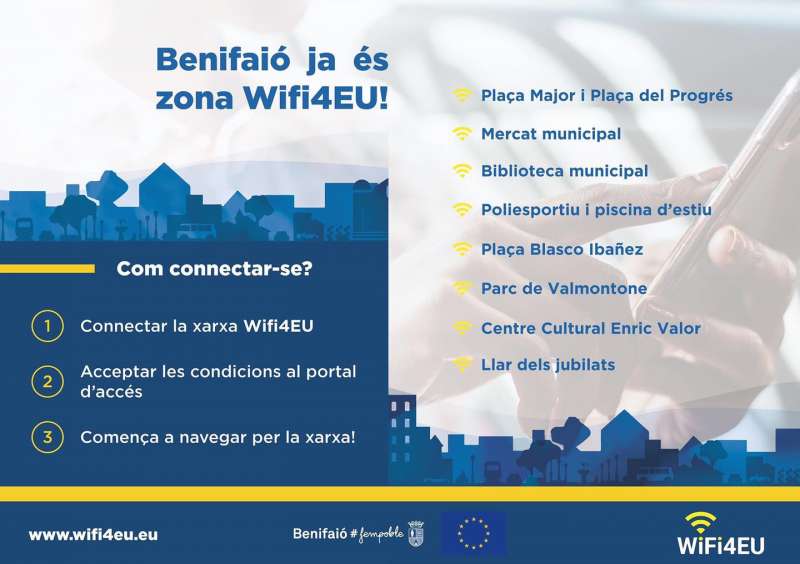 Cartel del Wifi4EU en Benifaió.