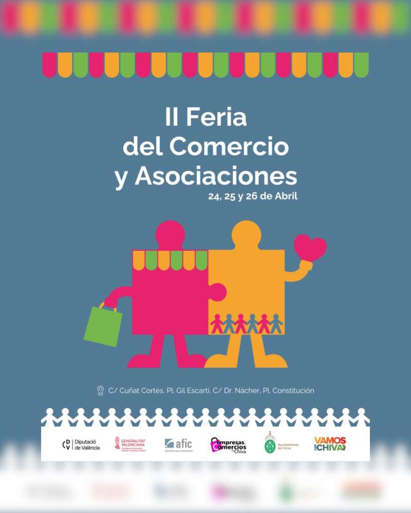 Cartel informativo sobre la II Feria del Comercio y Asociaciones en Chiva.  EPDA