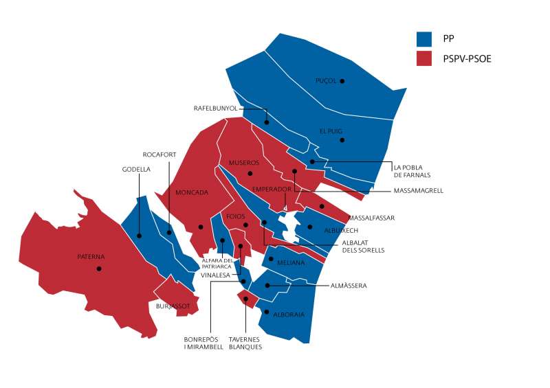 Los resultados de las elecciones generales en la comarca. A. D. 