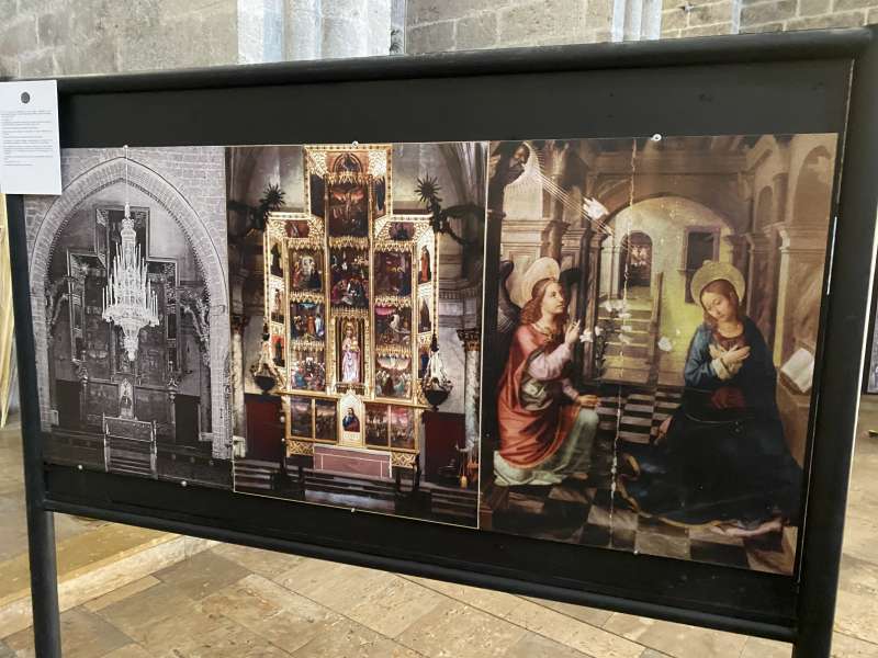En la exposiciÃ³n se puede ver el retablo de antes de 1936 a todo color /EPDA
