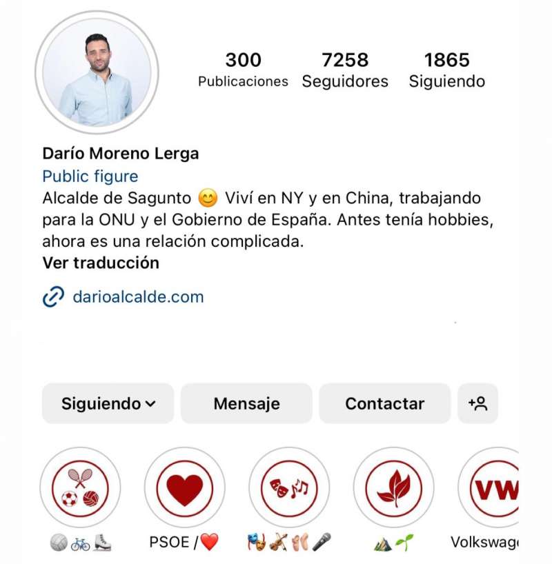 Perfil de DarÃ­o Moreno en Instagram. / EPDA