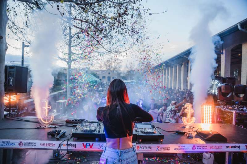 DJ pincha en una fiesta.  EPDA